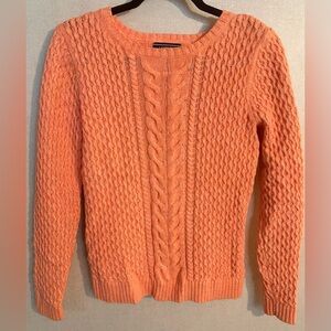 Lands' End Women’s Vibrant Coral Cable Knit Sweater - 100% Cotton